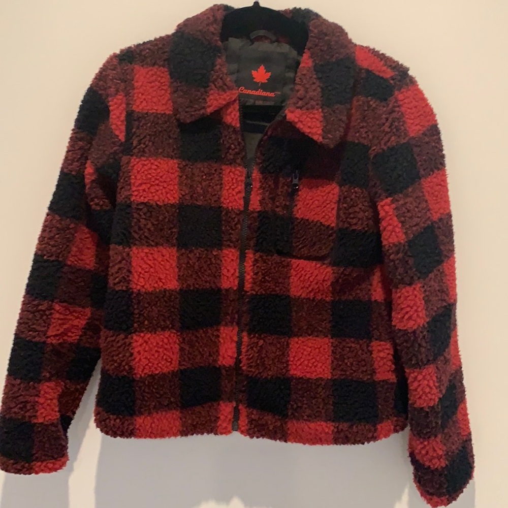 Buffalo check teddy bear coat